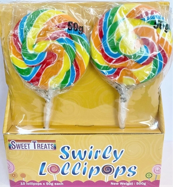 Rainbow Swirl Round Lollipop 50g