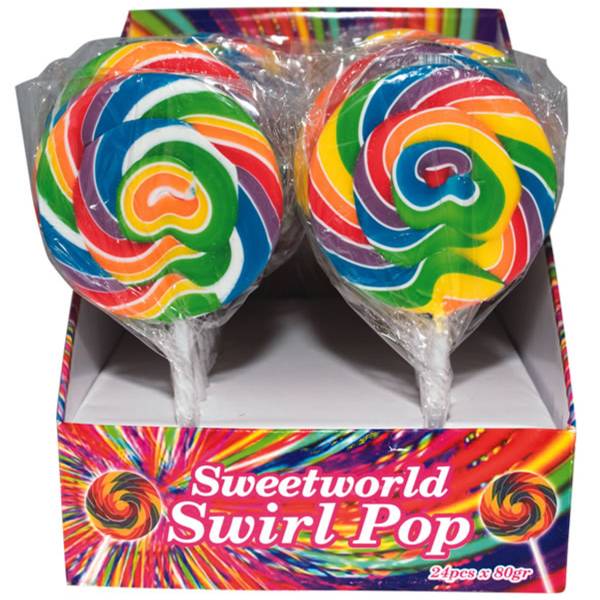 Rainbow Swirl Round Lollipop - 80g