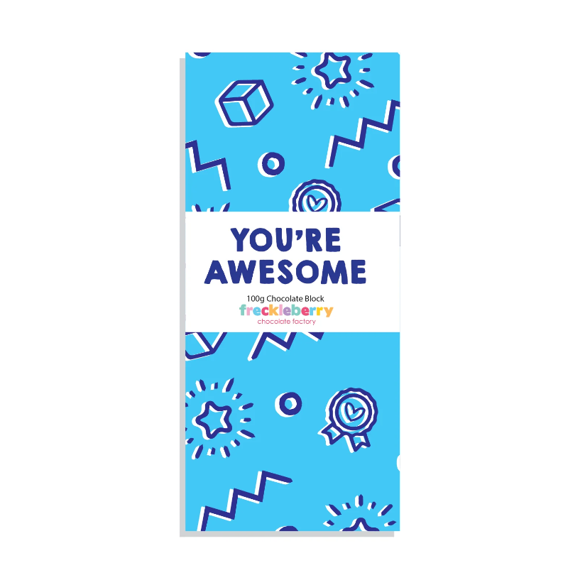 Freckleberry Wrapped Block “YOU’RE AWESOME” – MILK 100g