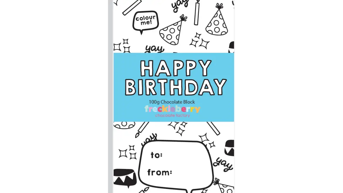 Freckleberry Wrapped Block “HAPPY BIRTHDAY” – MILK 100g