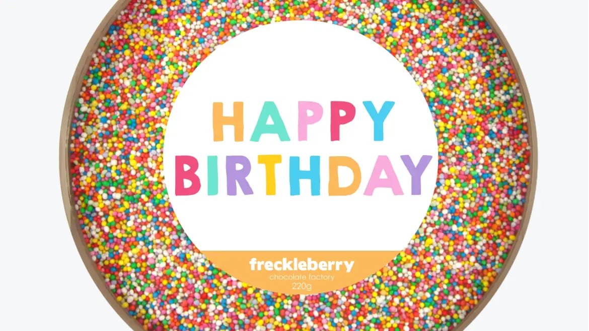 Freckleberry Giant Freckle HAPPY BIRTHDAY – MILK CHOC 220g