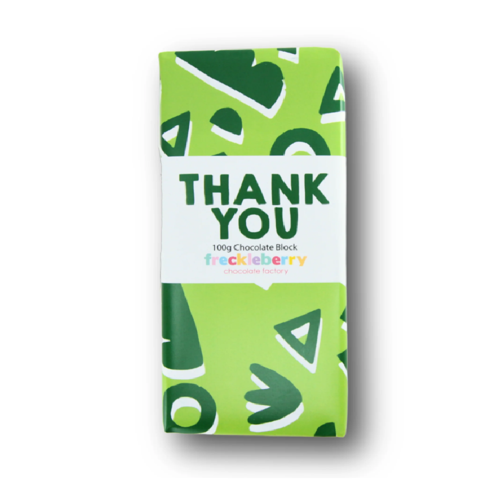 Freckleberry Wrapped Block “THANK YOU” – MILK CHOC 100g